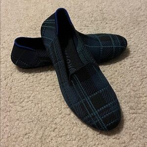 Rothy's RETIRED Navy Plaid Loafers
